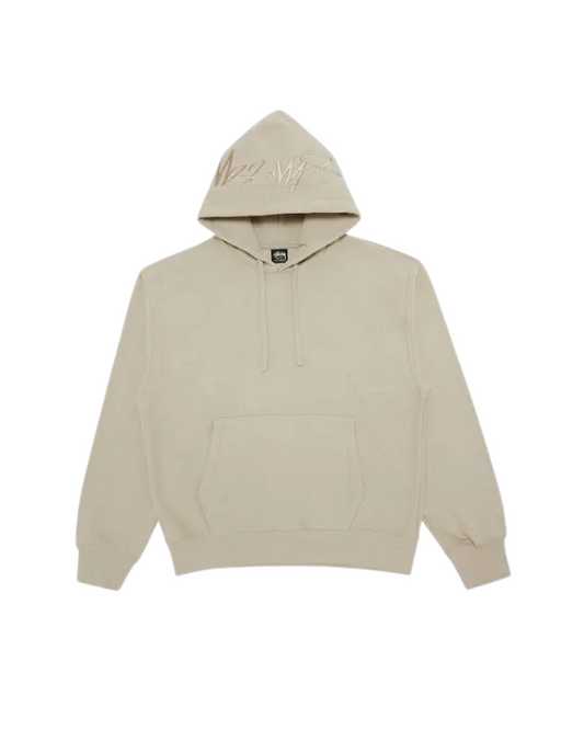 Back Hood Applique Hoodie Khaki
