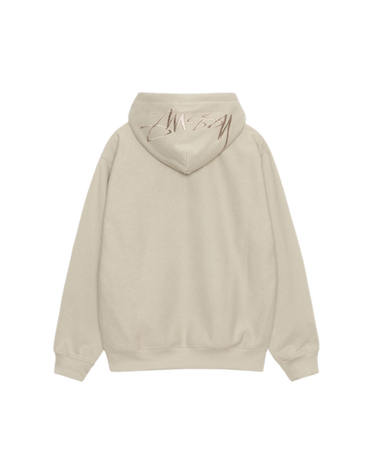 Back Hood Applique Hoodie Khaki