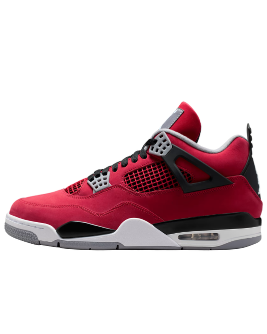 Air Jordan 4 Retro Toro Bravo con upper rojo Fire Red y detalles en negro