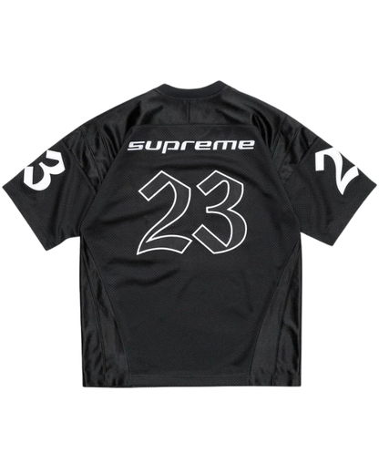 Detalle del número 23 en la Supreme Jordan Warm Up Jersey Black SS26 de la colaboración Supreme x Jordan
