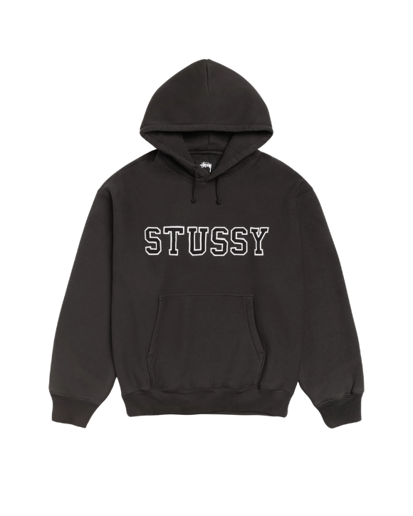 Felt Applique Hoodie Black