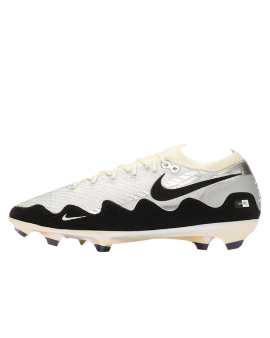 Vista lateral de las Nike Mercurial Vapor 16 Elite x Patta con Swoosh y gráfico ondulado metalizado