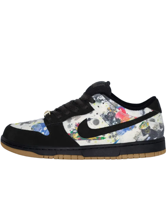 Nike SB Dunk Low Supreme Rammellzee Black Multi-Color vista lateral