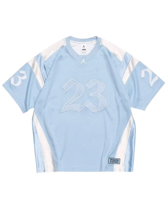Supreme Jordan Warm Up Jersey Light Blue azul claro vista frontal