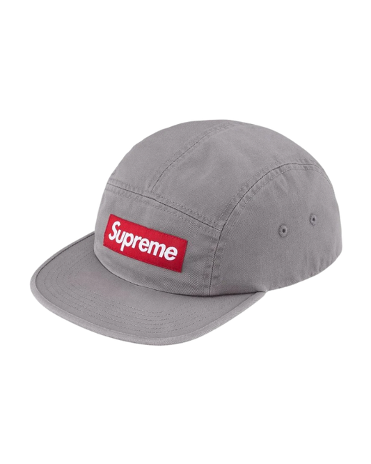 Supreme Washed Chino Twill Camp Cap Grey gorra streetwear en color gris