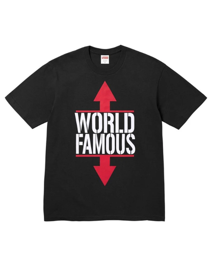 Supreme World Famous Tee Black camiseta streetwear con gráfico frontal